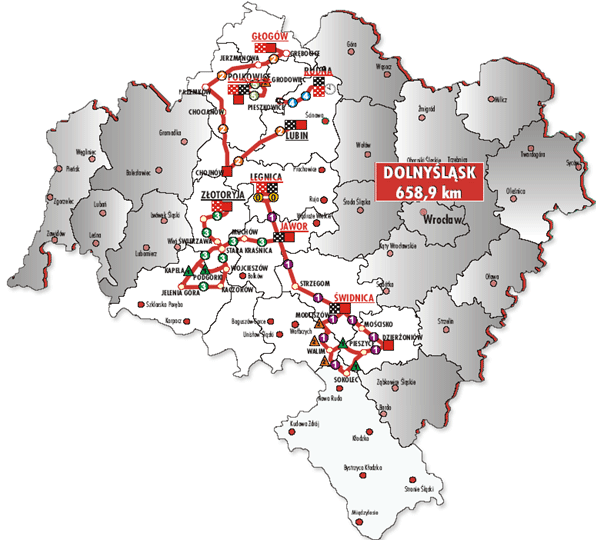 Streckenverlauf Szlakiem Grodw Piastowskich 2008