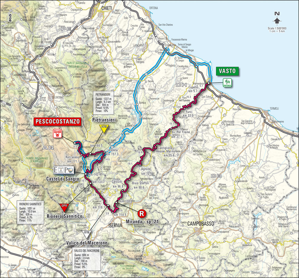 Streckenverlauf Giro dItalia 2008 - Etappe 7