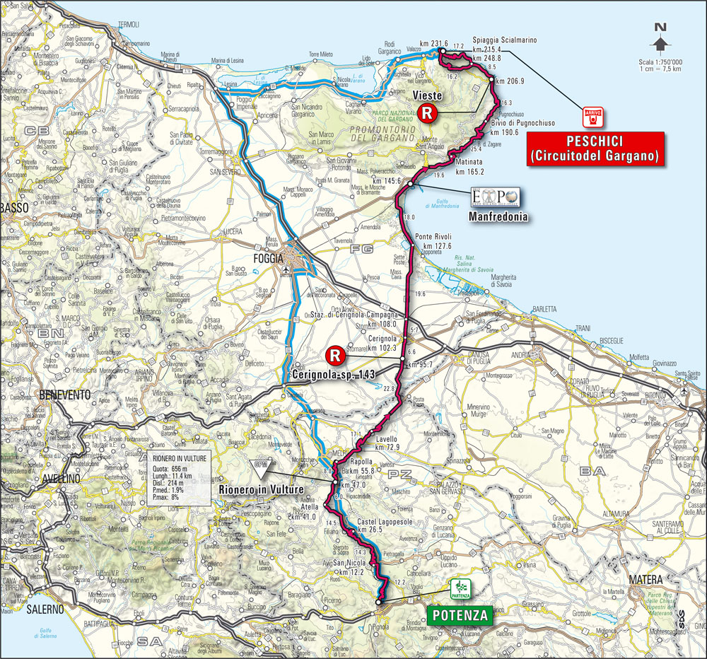 Streckenverlauf Giro dItalia 2008 - Etappe 6