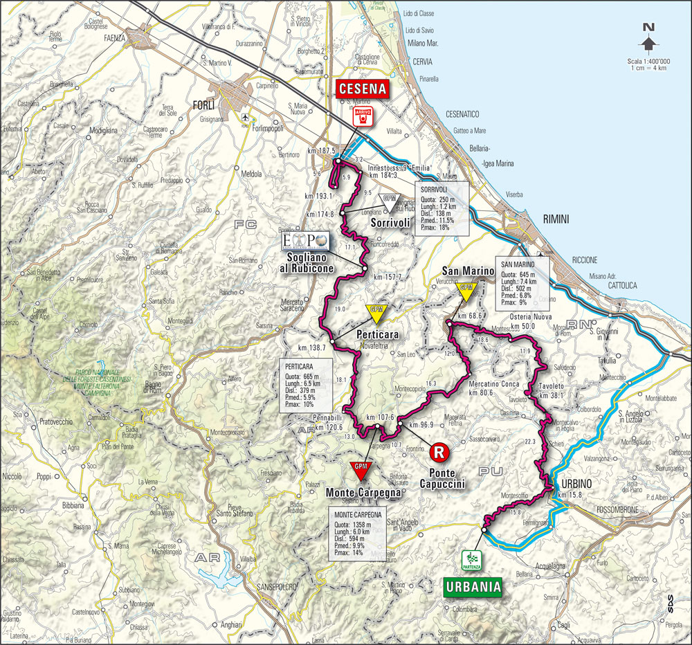Streckenverlauf Giro dItalia 2008 - Etappe 11