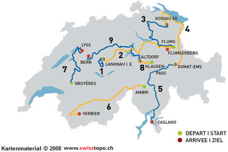 Streckenverlauf Tour de Suisse 2008