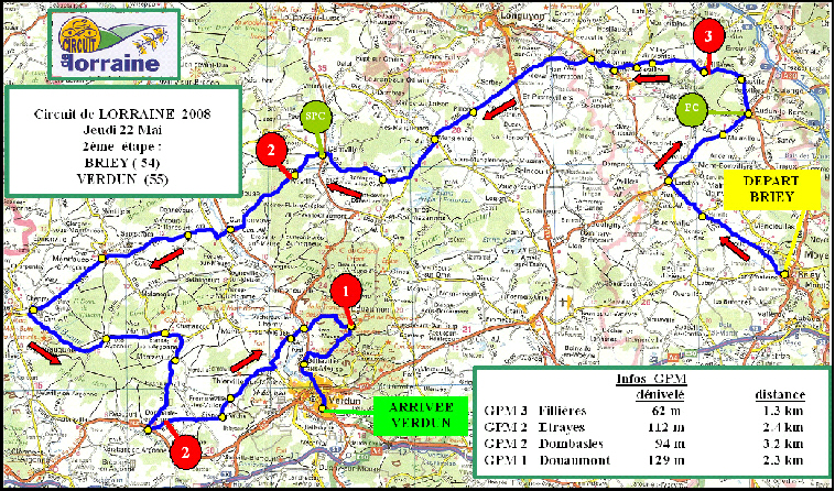 Streckenverlauf Circuit de Lorraine Professionnel 2008 - Etappe 2