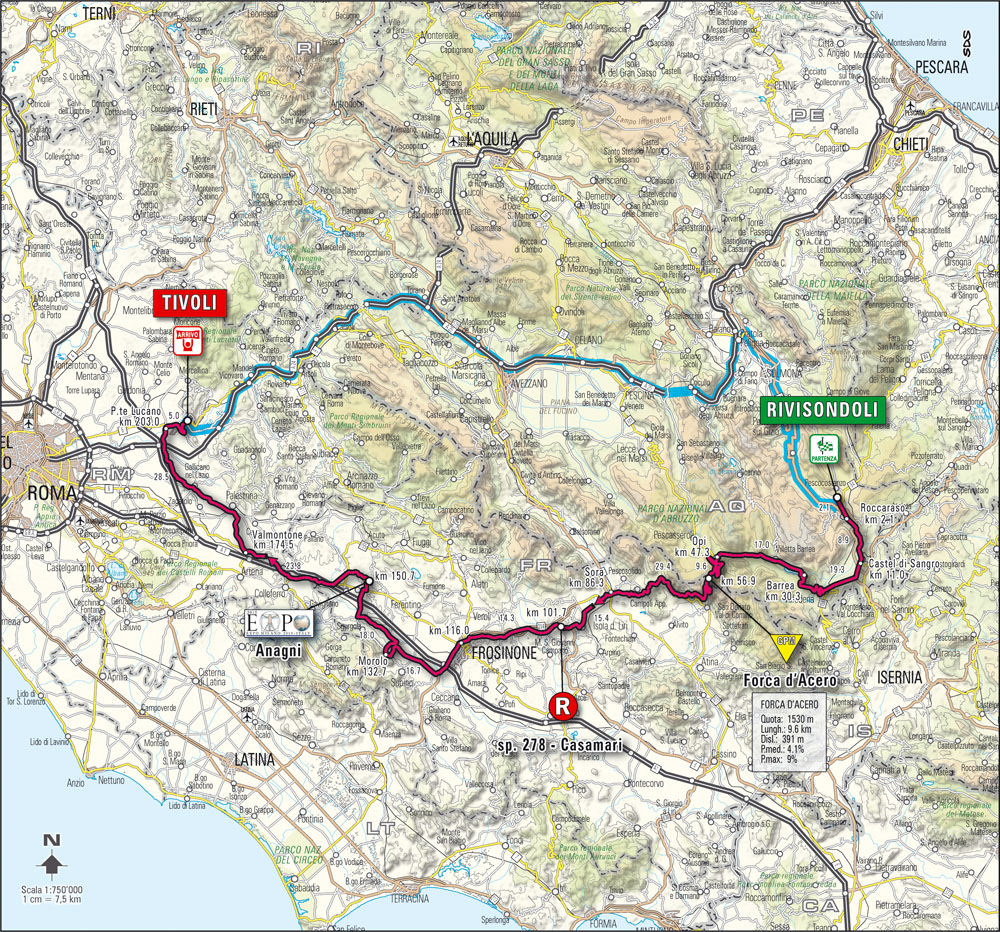 Streckenverlauf Giro dItalia 2008 - Etappe 8