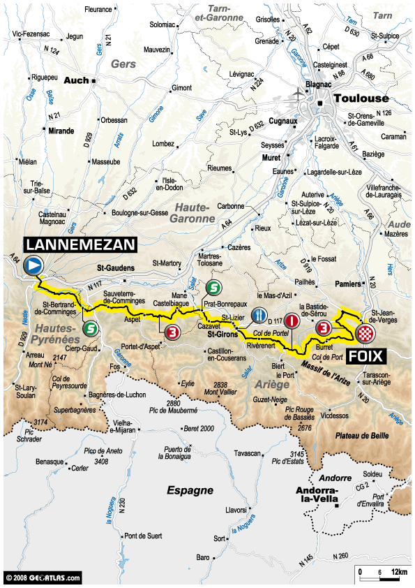 Streckenverlauf Tour de France 2008- Etappe 11