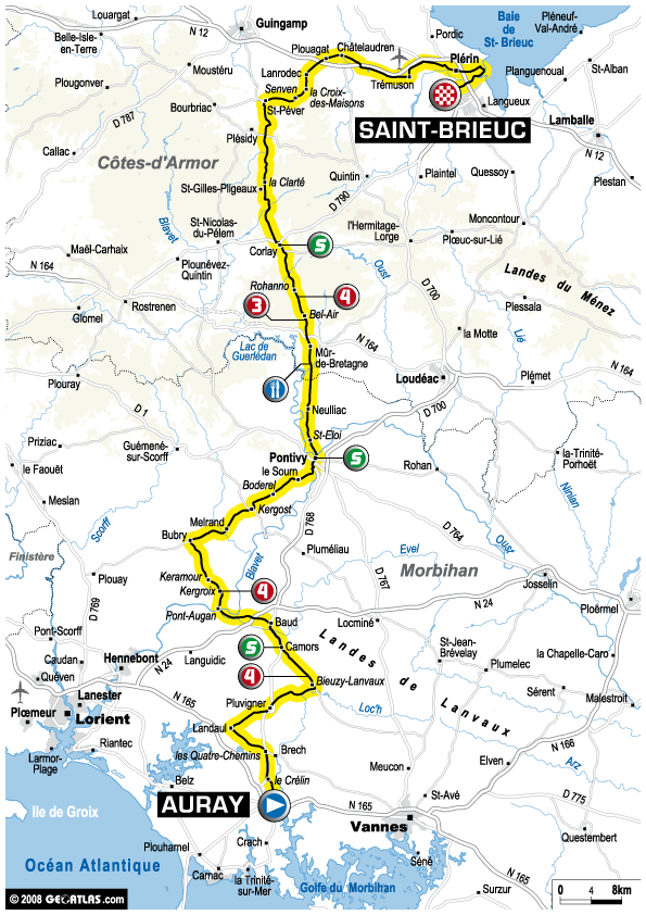 Streckenverlauf Tour de France 2008- Etappe 2