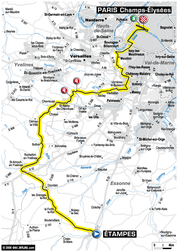 Streckenverlauf Tour de France 2008- Etappe 21
