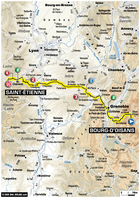 Streckenverlauf Tour de France 2008- Etappe 18