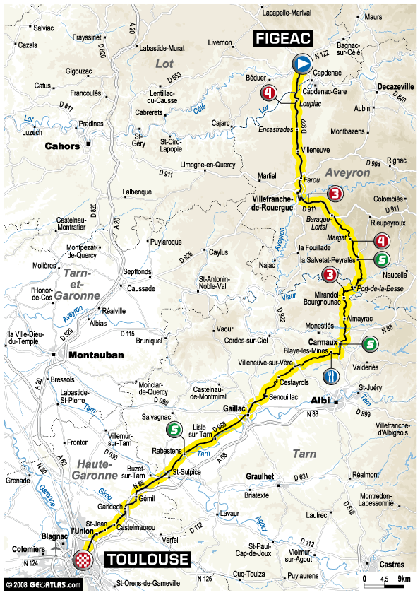 Streckenverlauf Tour de France 2008- Etappe 8