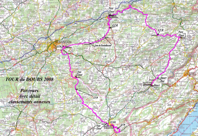 Streckenverlauf Tour du Doubs 2008