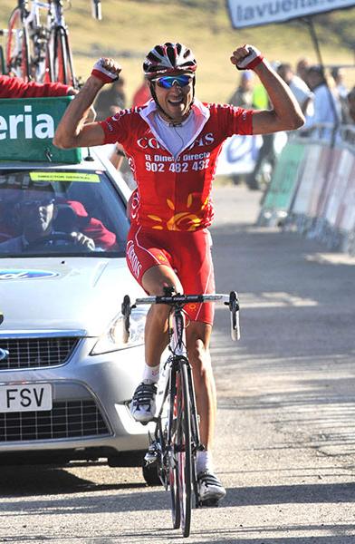 David Moncouti bejubelt seinen ersten Sieg seit ber drei Jahren auf der 8. Etappe der Vuelta (Foto: www.lavuelta.com)