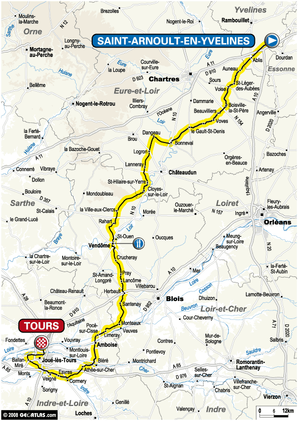 Streckenverlauf Paris - Tours 2008