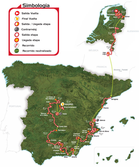 Streckenverlauf der Vuelta a Espaa 2009