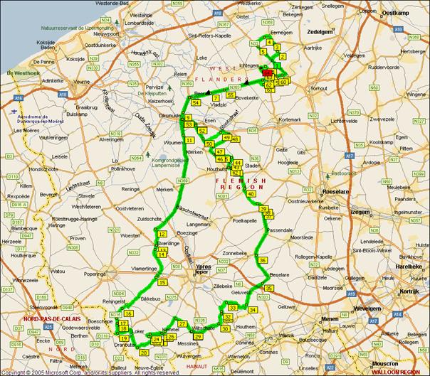 Streckenverlauf Driedaagse van West-Vlaanderen 2009 - Etappe 3