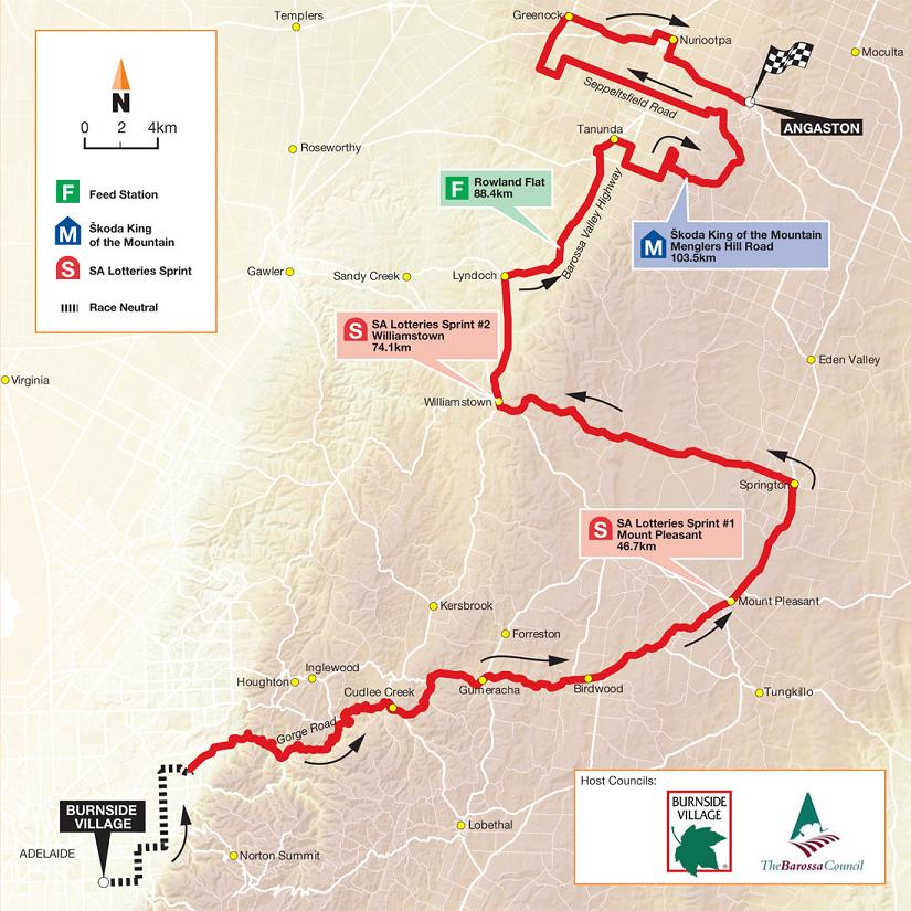Streckenverlauf Tour Down Under 2009 - Etappe 4