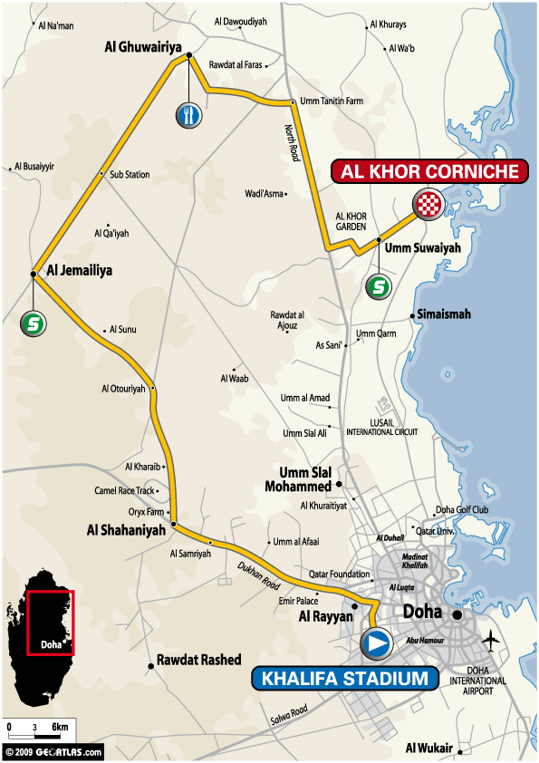 Streckenverlauf Tour of Qatar 2009 - Etappe 2