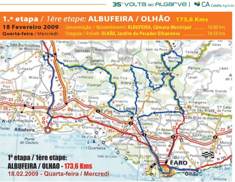 Streckenverlauf Volta ao Algarve 2009 - Etappe 1