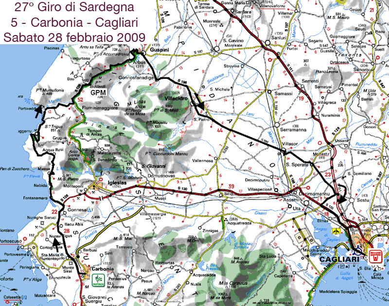 Streckenverlauf Giro di Sardegna 2009 - Etappe 5