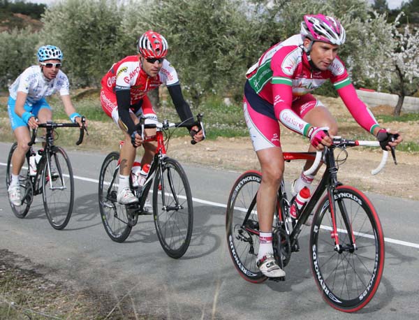 Murcia Rundfahrt, Lorca, 04.03.2009 - Jose Lopez Gil (Andalucia),  Pedro Vera Alcaraz (Contentpolis)  und Marcos Garcia Fernandez (Xacobeo Galicia)