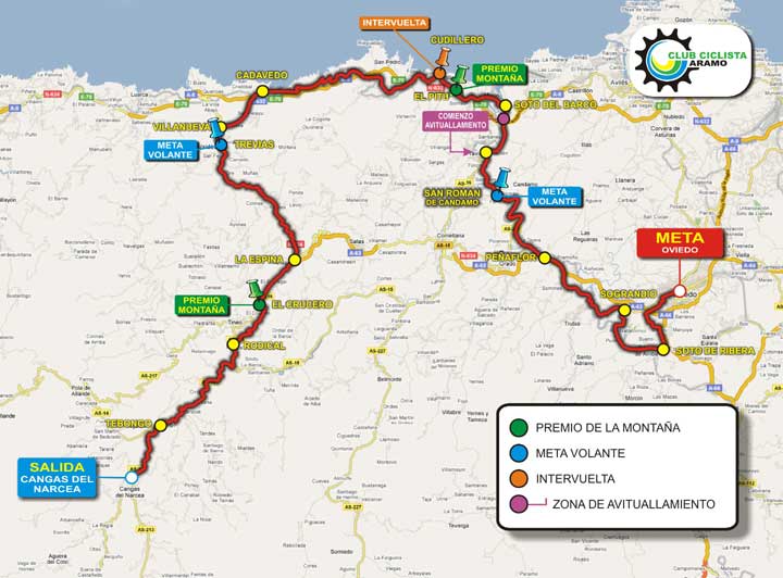 Streckenverlauf Vuelta Ciclista Asturias Julio Alvarez Mendo 2009 - Etappe 5