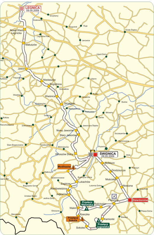 Streckenverlauf Szlakiem Grodw Piastowskich 2009 - Etappe 2