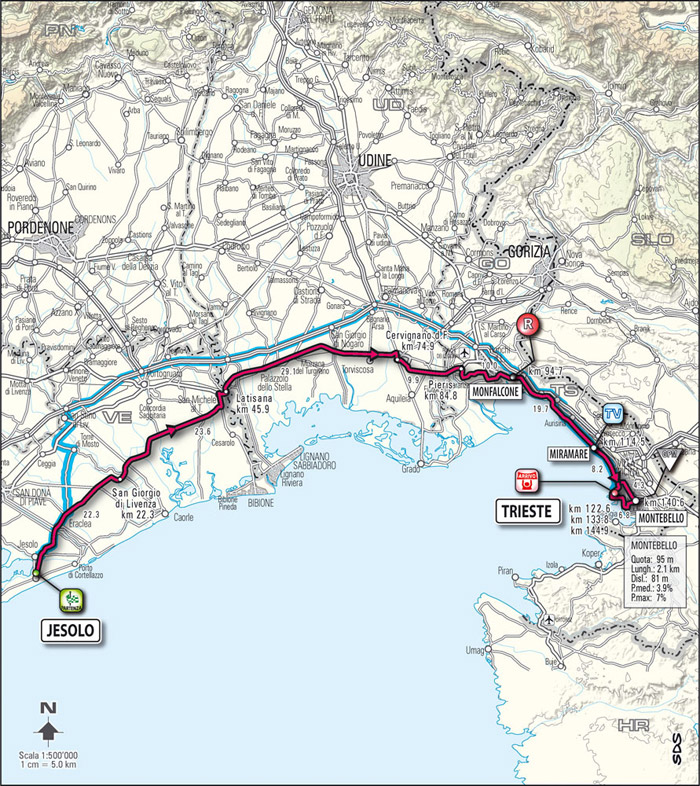 Streckenverlauf Giro dItalia 2009 - Etappe 2