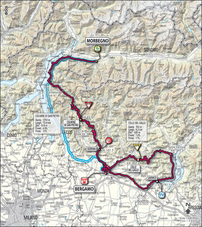 Streckenverlauf Giro dItalia 2009 - Etappe 8