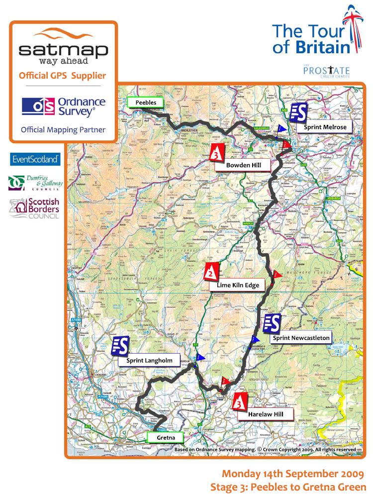 Streckenverlauf Tour of Britain 2009 - Etappe 3