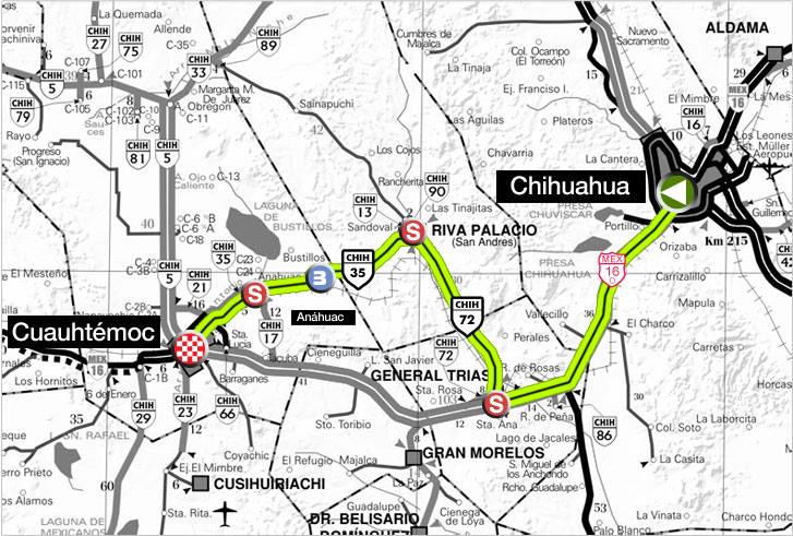 Streckenverlauf Vuelta Chihuahua 2009 - Etappe 1