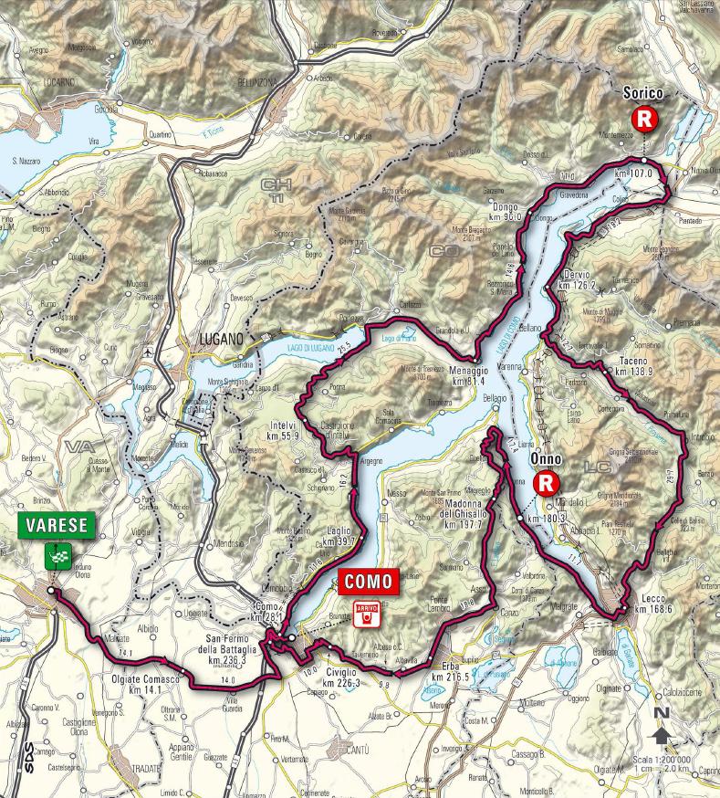 Streckenverlauf Giro di Lombardia 2009
