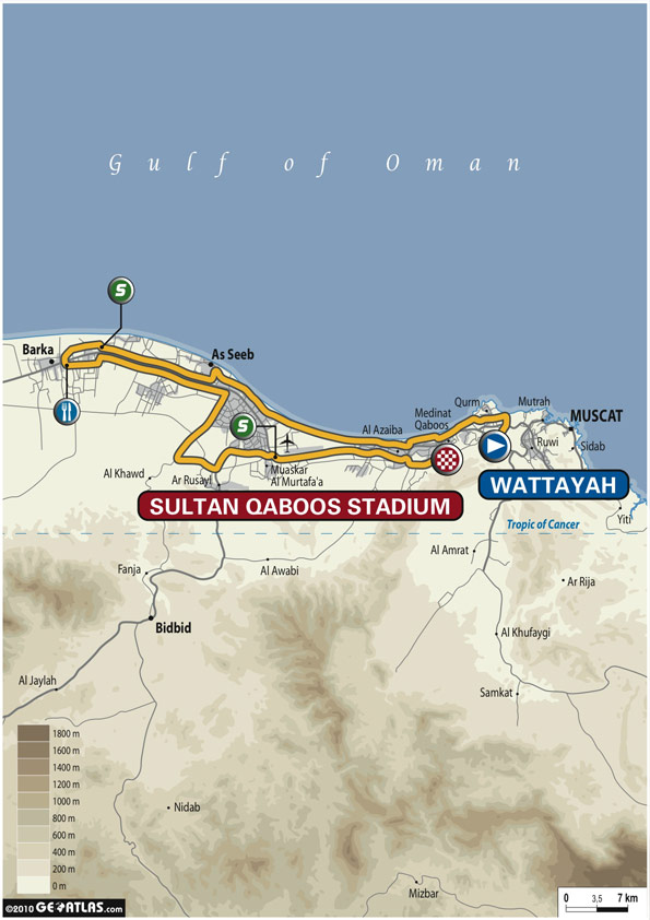 Streckenverlauf Tour of Oman 2010 - Etappe 5