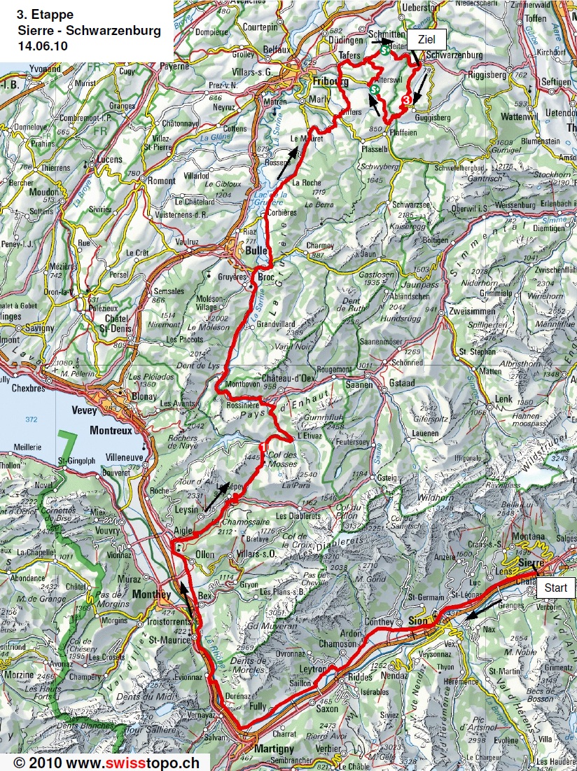 Streckenverlauf Tour de Suisse 2010 - Etappe 3