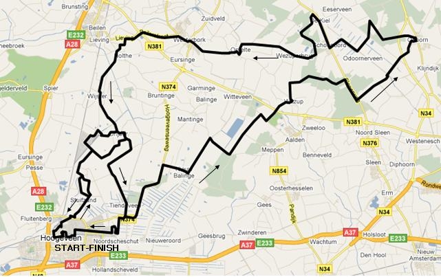 Streckenverlauf Ronde van Drenthe 2010