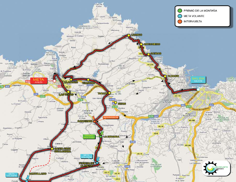 Streckenverlauf Vuelta Asturias Julio Alvarez Mendo 2010 - Etappe 3a