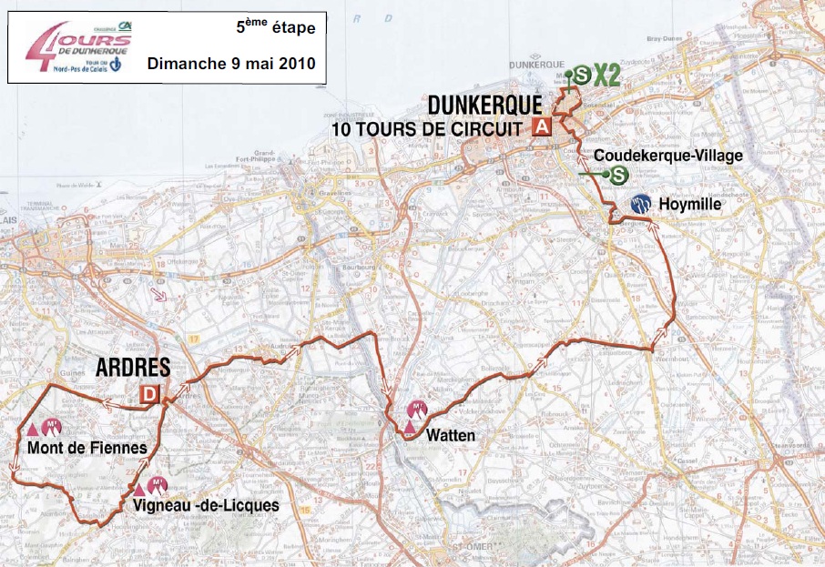 Streckenverlauf 4 Jours de Dunkerque 2010 - Etappe 5