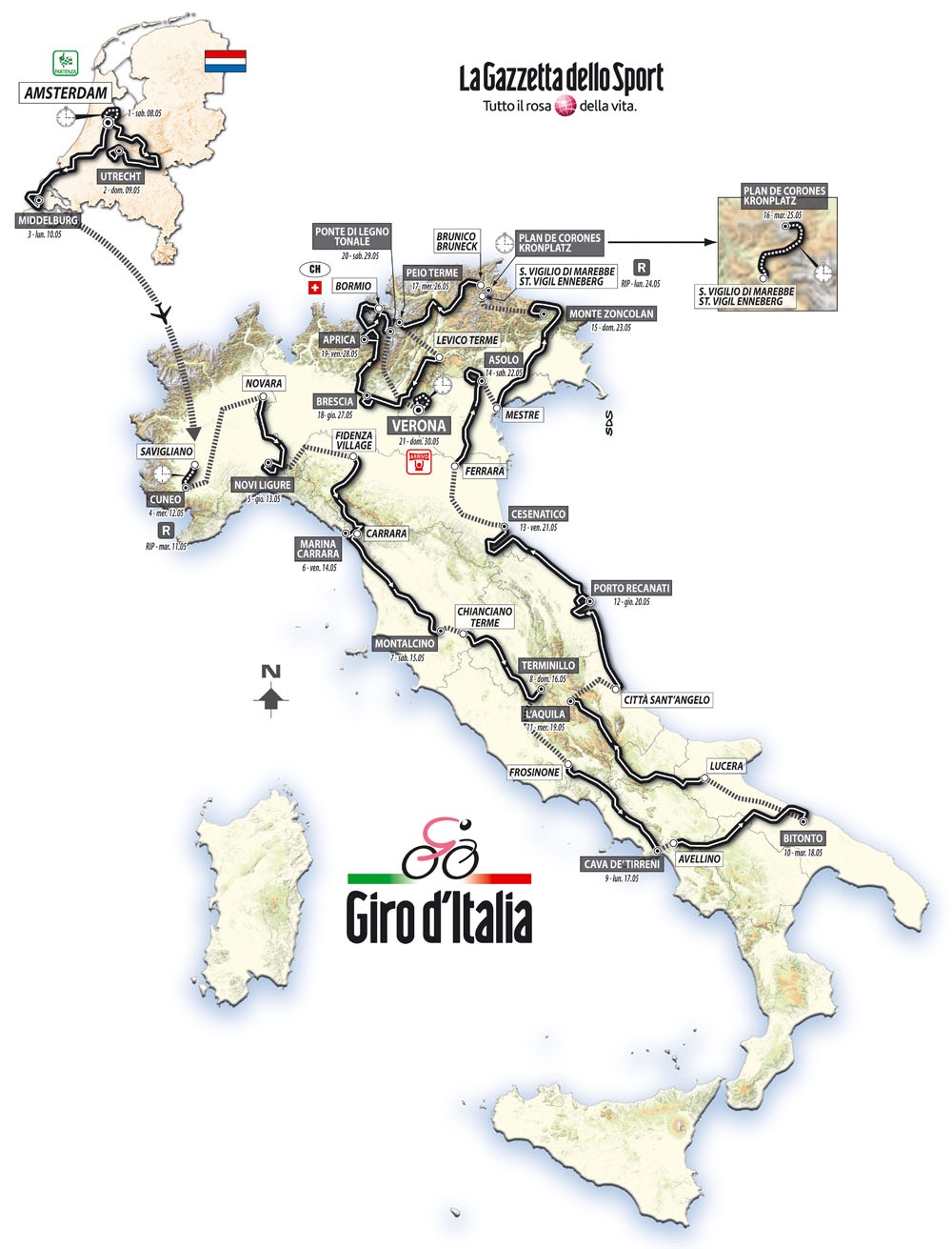 Streckenverlauf Giro dItalia 2010