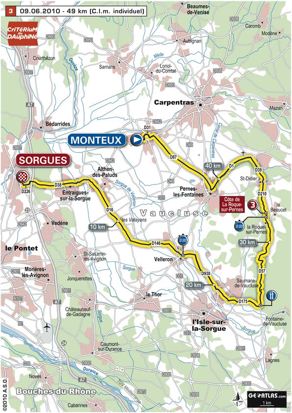 Streckenverlauf Critrium du Dauphin 2010 - Etappe 3