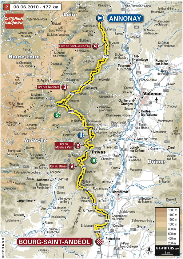 Streckenverlauf Critrium du Dauphin 2010 - Etappe 2