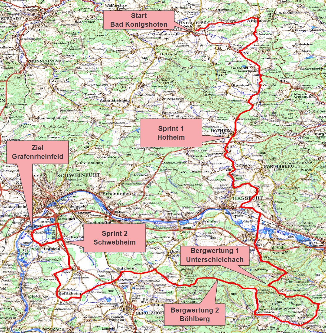 Streckenverlauf Internationale Mainfranken-Tour 2010 - Etappe 1