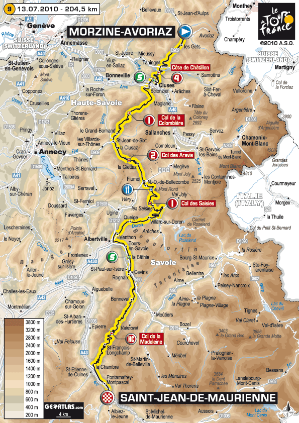 Streckenverlauf Tour de France 2010 - Etappe 9