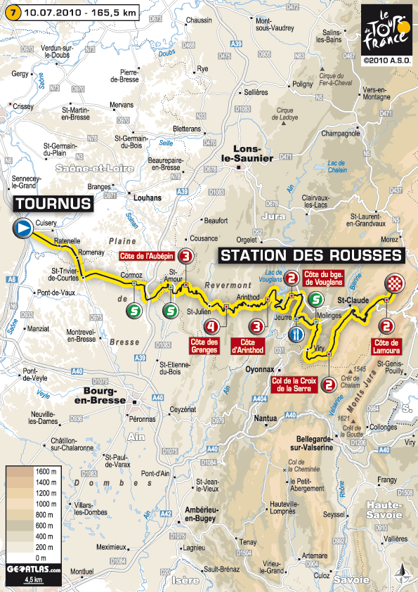 Streckenverlauf Tour de France 2010 - Etappe 7