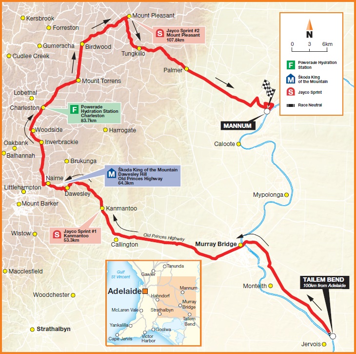 Streckenverlauf Tour Down Under - Etappe 2