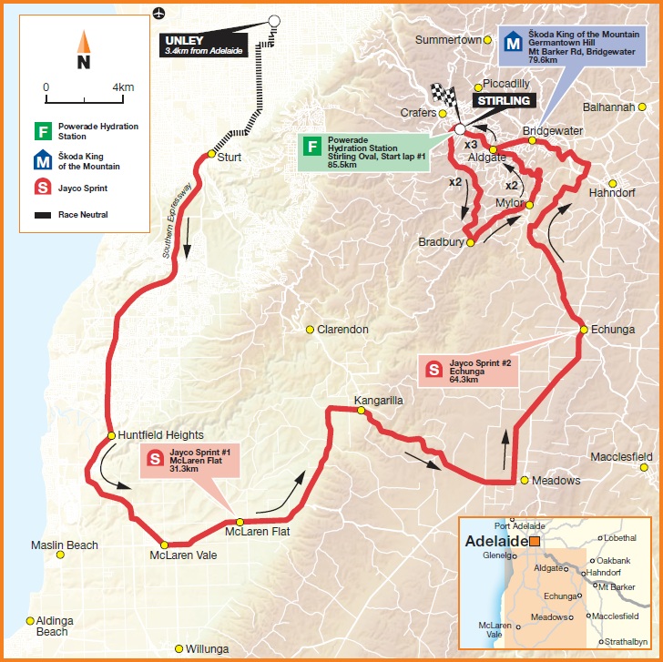 Streckenverlauf Tour Down Under - Etappe 3