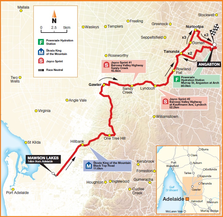 Streckenverlauf Tour Down Under - Etappe 1