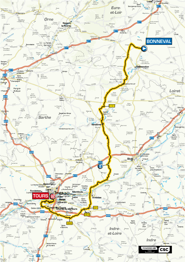 Streckenverlauf Paris-Tours Espoirs 2010