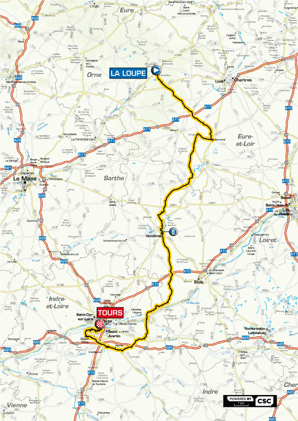Streckenverlauf Paris - Tours 2010