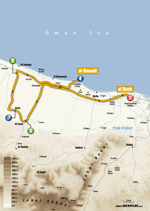 Streckenverlauf Tour of Oman 2011 - Etappe 1