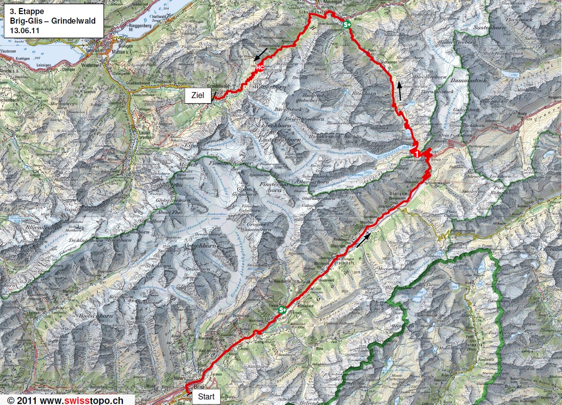 Streckenverlauf Tour de Suisse 2011 - Etappe 3