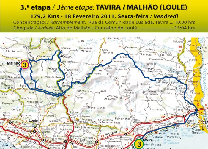 Streckenverlauf Volta ao Algarve 2011 - Etappe 3