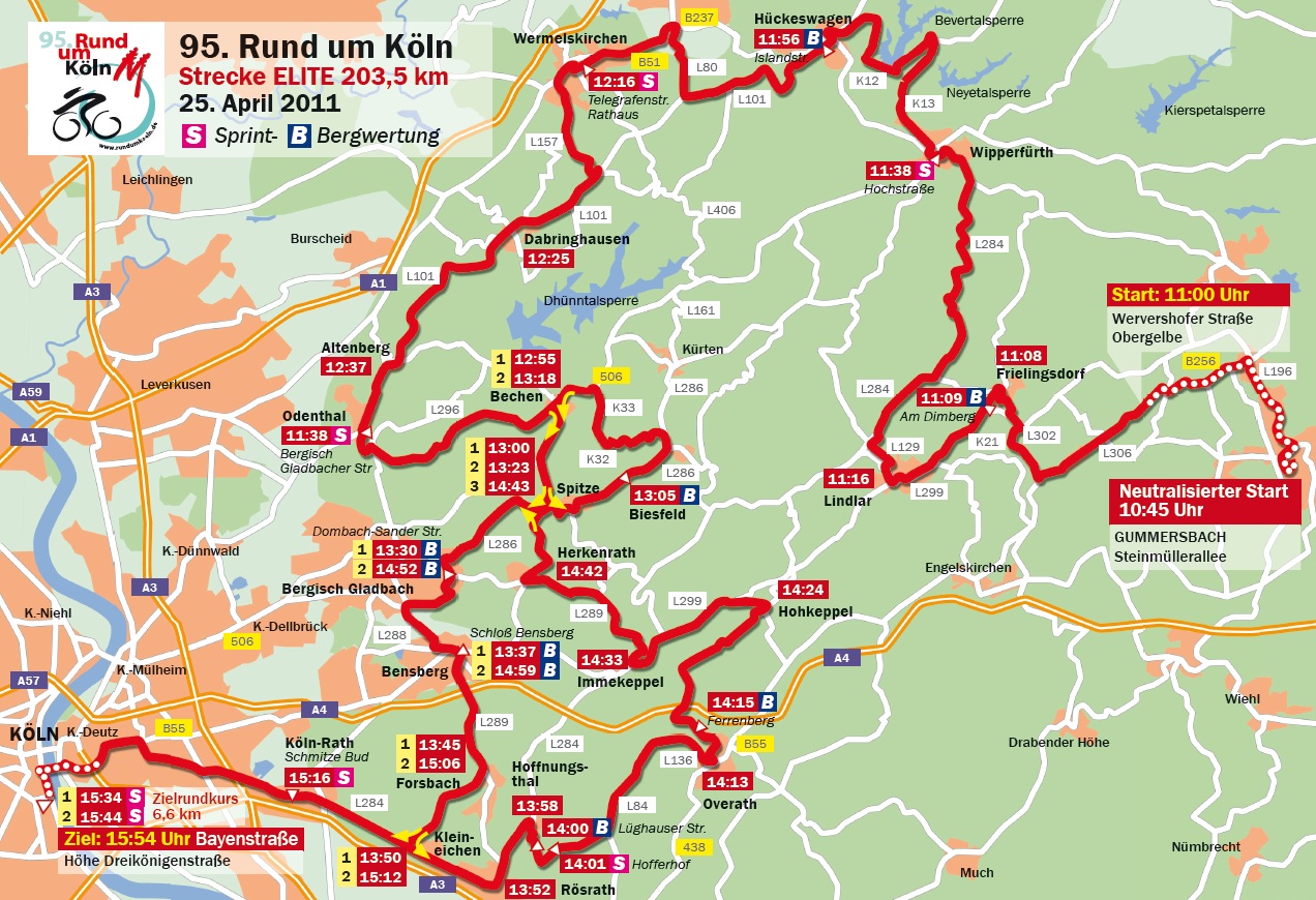 Streckenverlauf Rund um Köln 2011