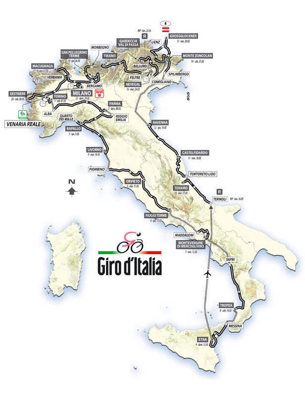 Streckenverlauf Giro d´Italia 2011